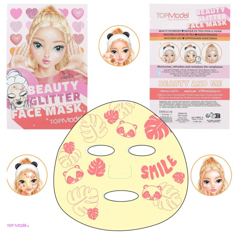 Top Model Beauty FACE Mask glitter žltá
