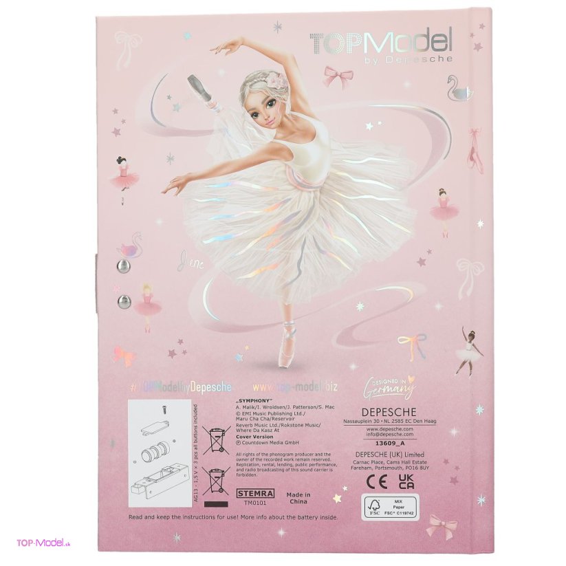 Diár Top Model na číselný kód BALLET