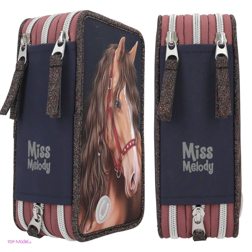 Peračník  s výbavou Miss Melody trojposchodový GLITTER HORSE s LED
