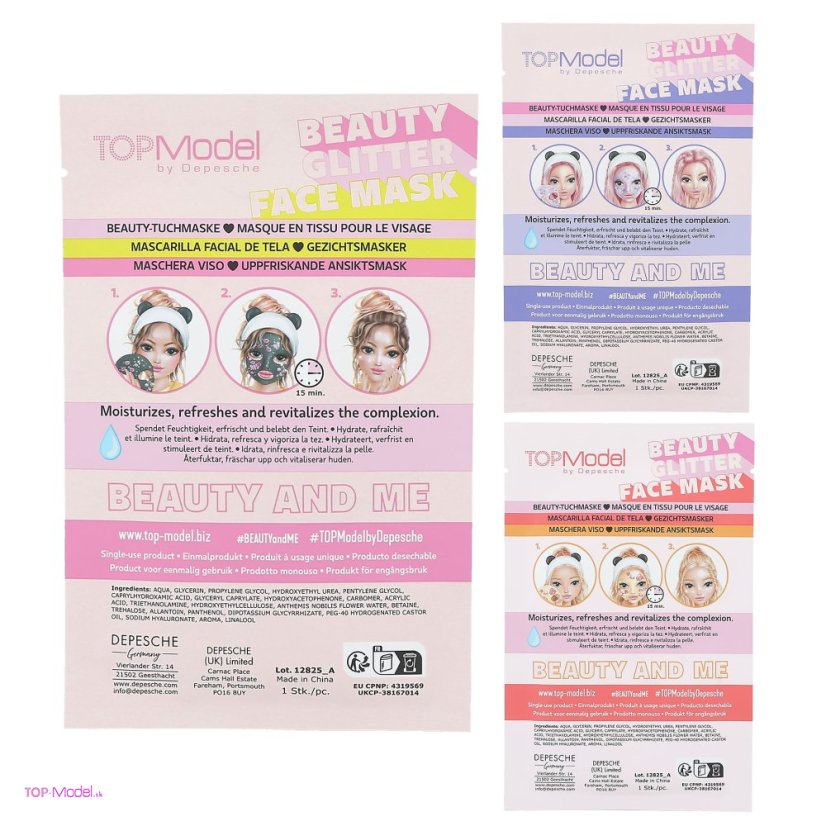 Top Model Beauty FACE Mask glitter žltá