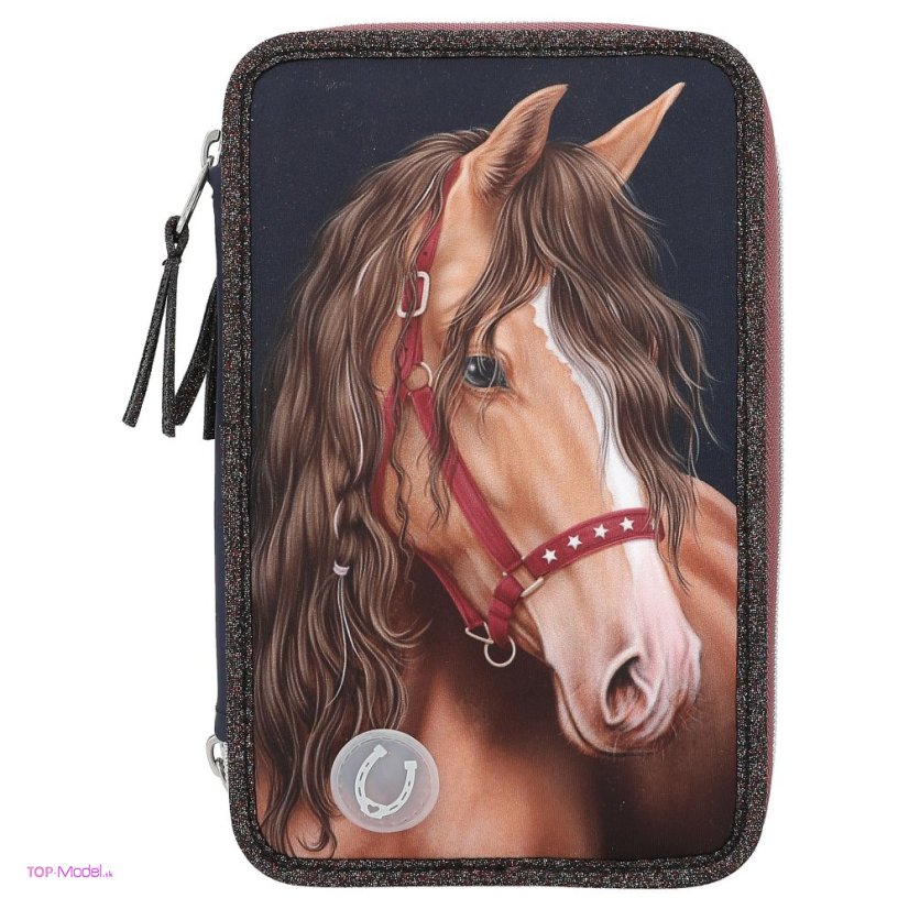 Peračník  s výbavou Miss Melody trojposchodový GLITTER HORSE s LED