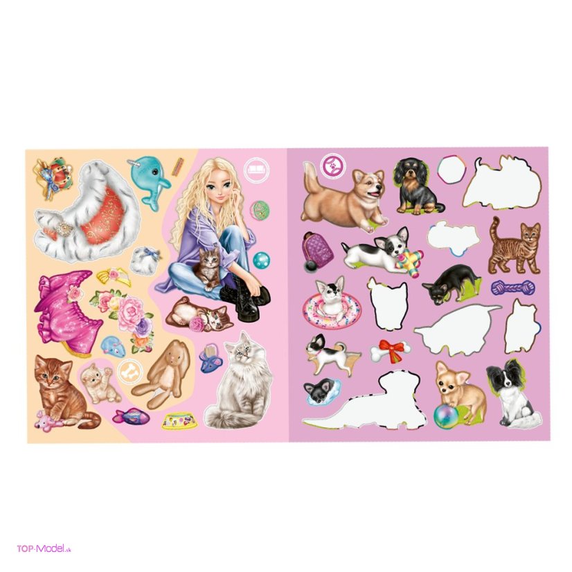 Kreatívny zošit Top Model Stickerworld KITTY&DOGGY