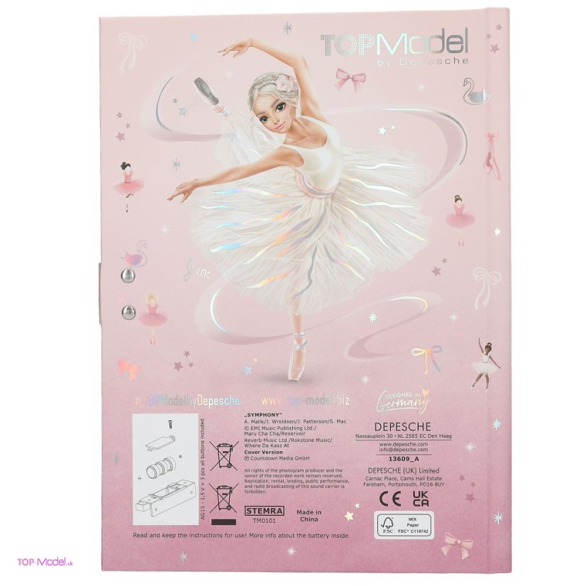 Diár Top Model na číselný kód BALLET